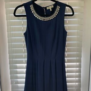 Navy pleated mini dress